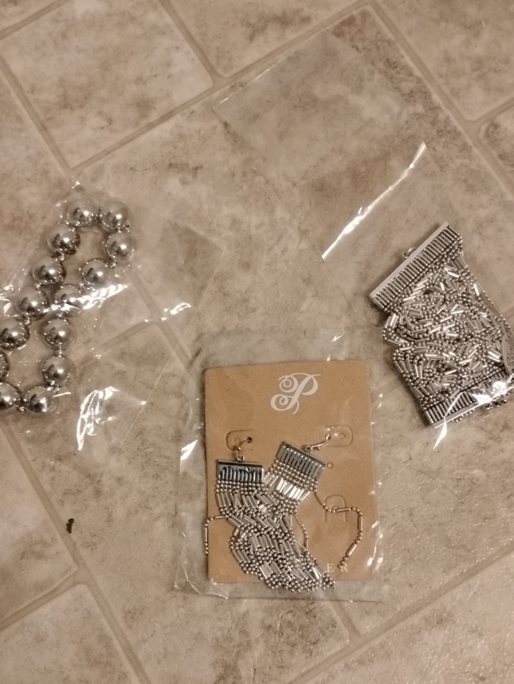 Silver Beaded Jewelry Set